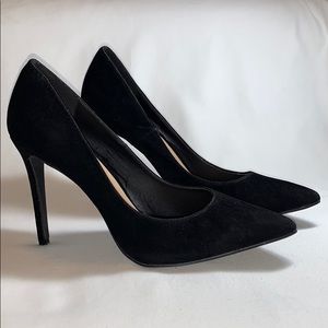 Black velvet heels size 10